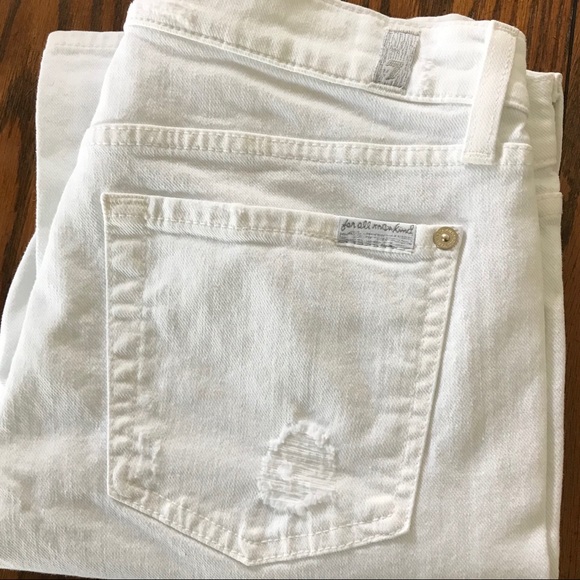 7 For All Mankind cropped boot white jeans - Picture 5 of 9